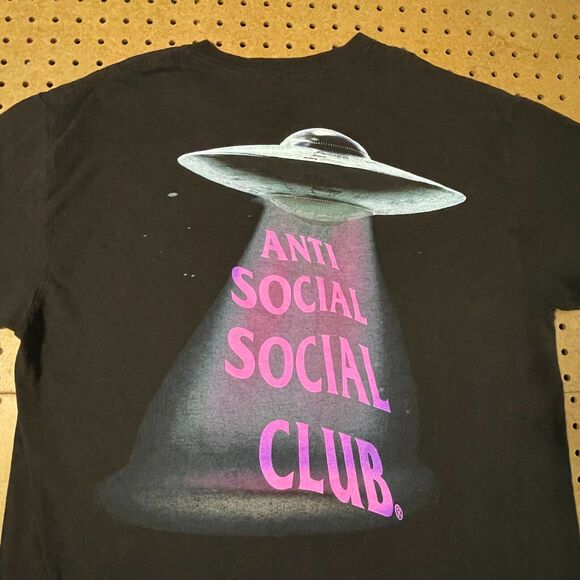 Anti Social Club ASSC Thoughts UFO Alien T-Shirt USA Made Black Large Men - Picture 3 of 9